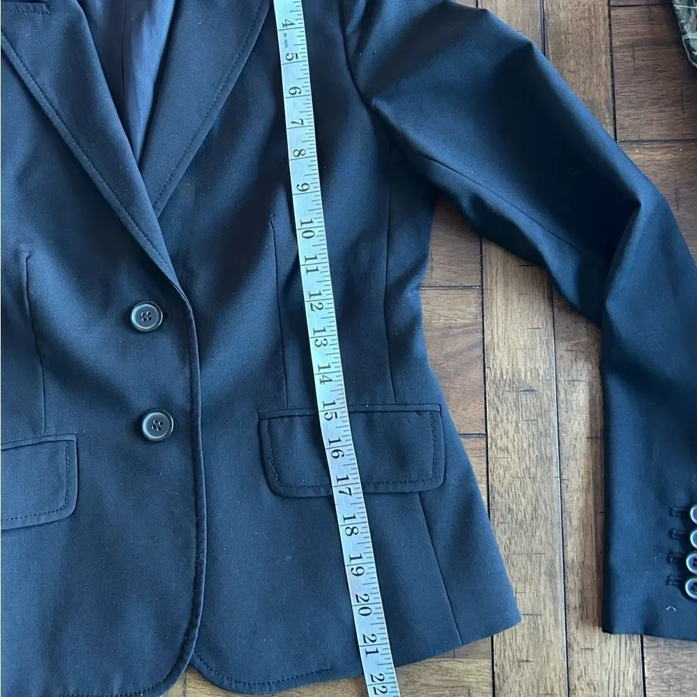 J. Crew Suiting Black Lightweight Wool Lined Blazer Size 0